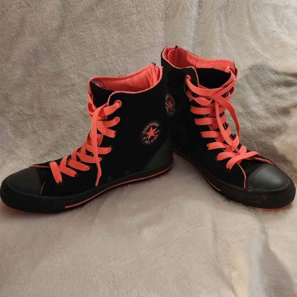 Converse Black and Pink High-Top Sneakers